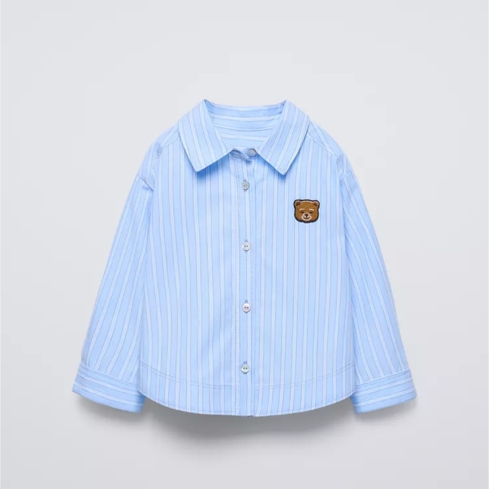 Zara Light Blue Striped Kids Button Down Shirts NWT.